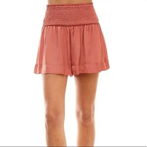 Copper smocked TCEC shorts